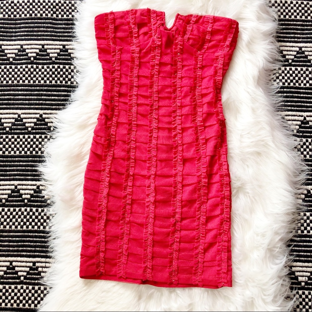 NikiBiki Pink Beaded Strapless Body-con dress M